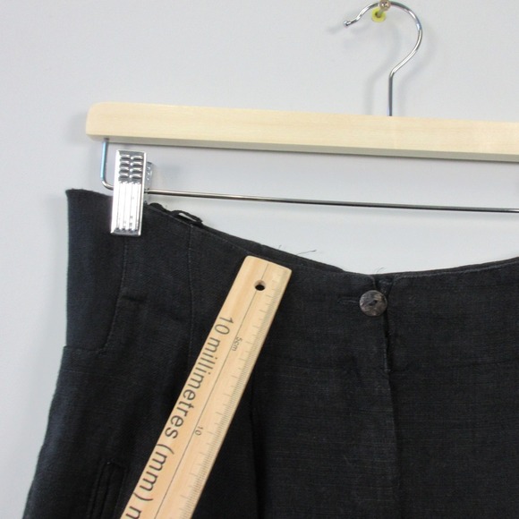 Blacky Dress Women's Black 100% Linen High Waist Pleated Trouser Pants 464 - Picture 6 of 15